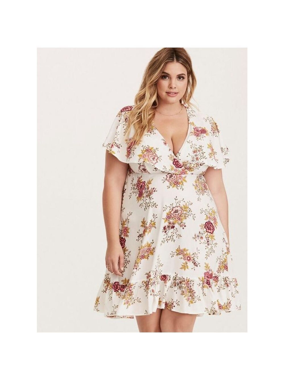 Torrid Multi-Color Floral Print Challis Caplet Skater Dress 2X - Picture 8 of 9
